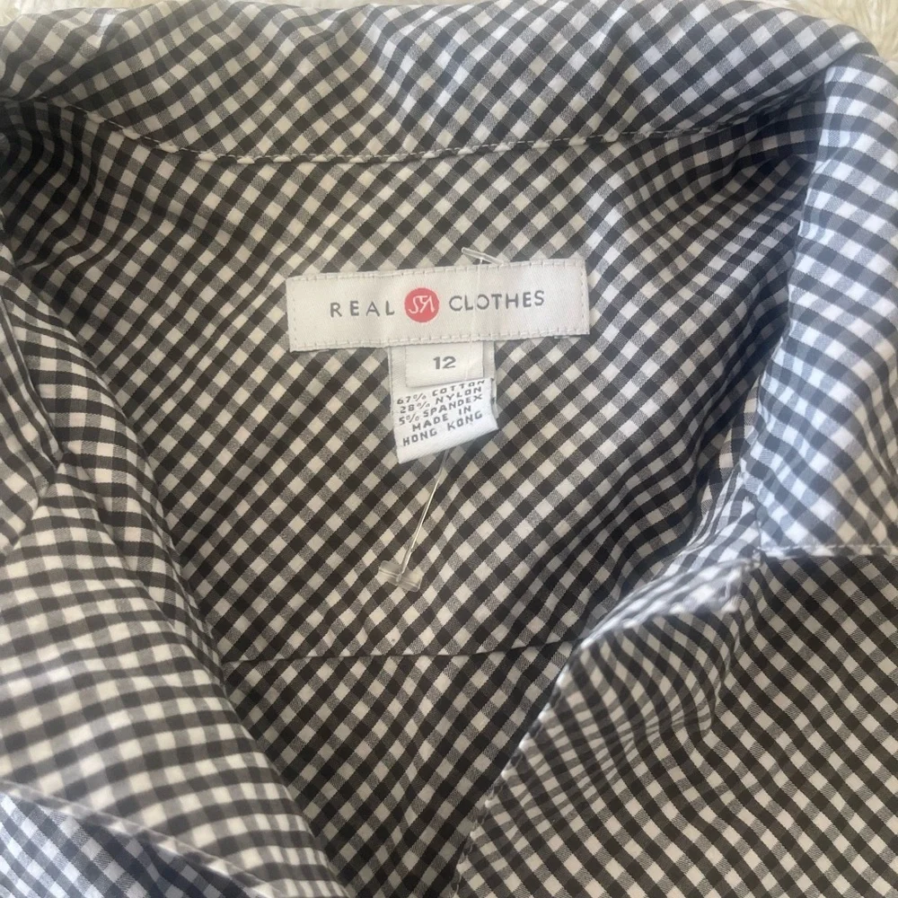 Black and White Checkered Women's Blouse